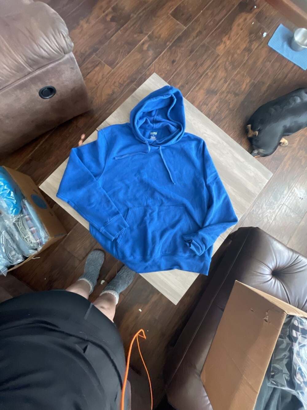 #A147 Tultex Unisex Fleece Hooded Sweatshirt Blue Size L